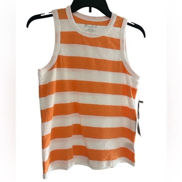 Marled Tops - Marled White Tangerine‎ Striped Cotton Modal Top